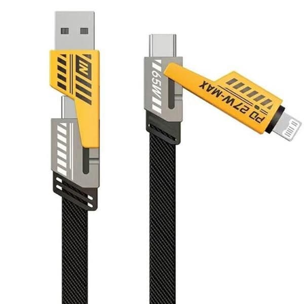 Awei 4in1 USB-C til USB-C USB-A Lightning 1.2m kabel - sort