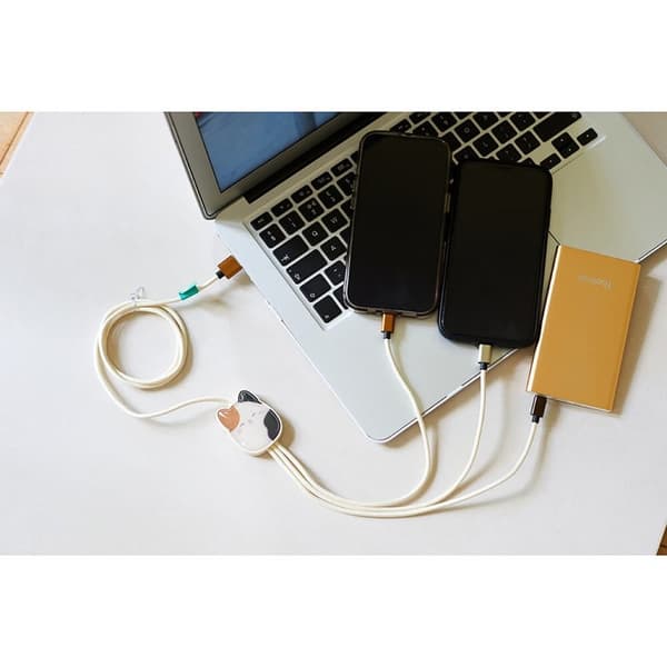 SQUISH-latauskaapeli 1,2 m Cam 3in1 USB-C/Micro/Lightning