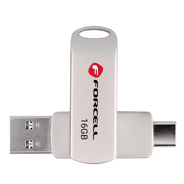 Forcell Pendrive 16 GB USB 3.2 Gen 1 (USB-A/USB-C) - Sølv