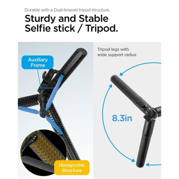 Spigen Bluetooth Selfie-tikku Jalusta - Musta