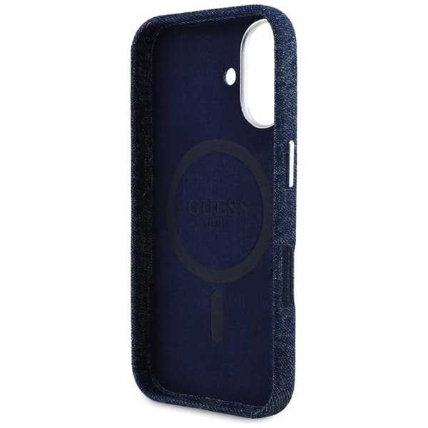 Guess Mobilskal till iPhone 16 MagSafe Denim Triangle Logo - Blå