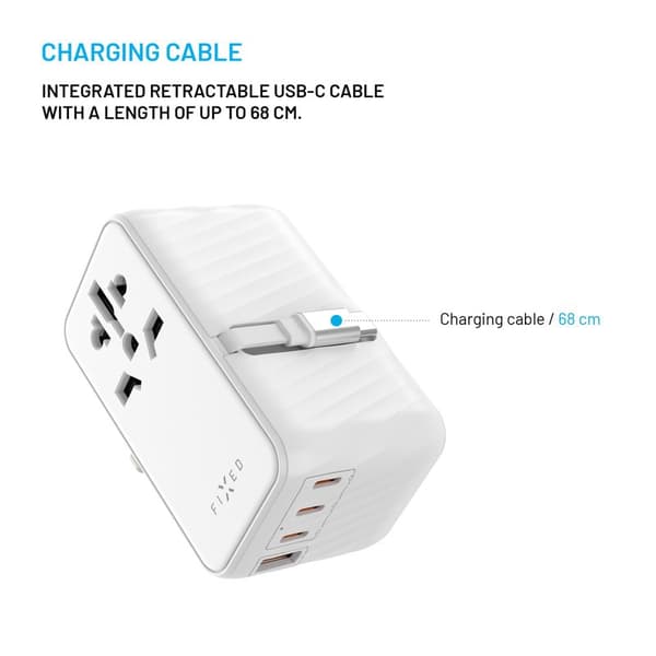 FIXED Rejseadapter/oplader USB-C/-A 85W EU/UK/USA/AUS