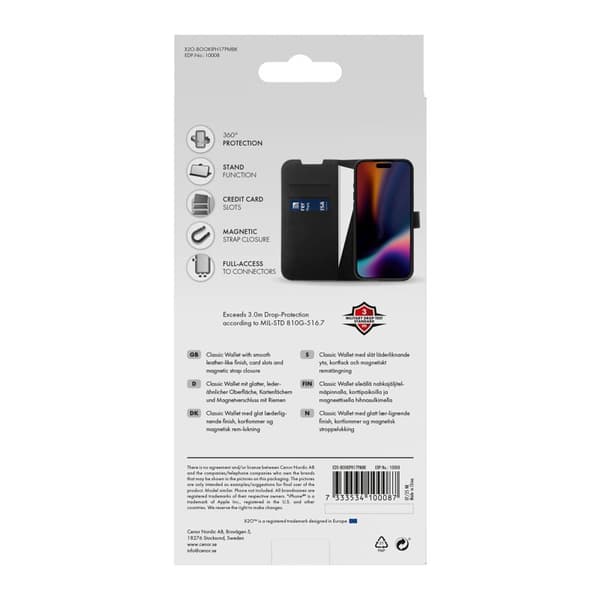 X2O Classic Wallet Plånboksfodral Apple iPhone 17 Pro Max Svart