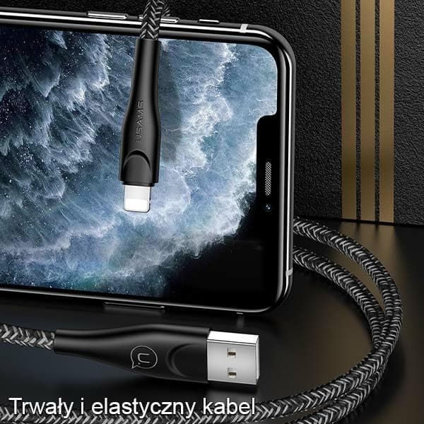USAMS U41 Lightning Kabel flätad 3 m SJ397USB02 - Röd