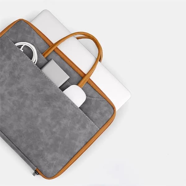 Baona Datorfodral 15" Läder - Grå/Svart