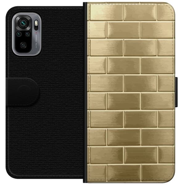 Plånboksfodral till Xiaomi Redmi Note 10S med Gyllene Murstenar