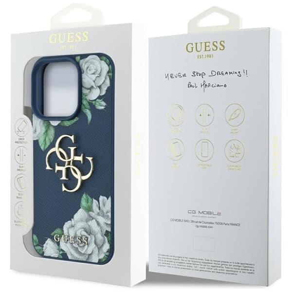 Guess Mobilskal till iPhone 16 Pro Max Grained Roses Big 4G logo