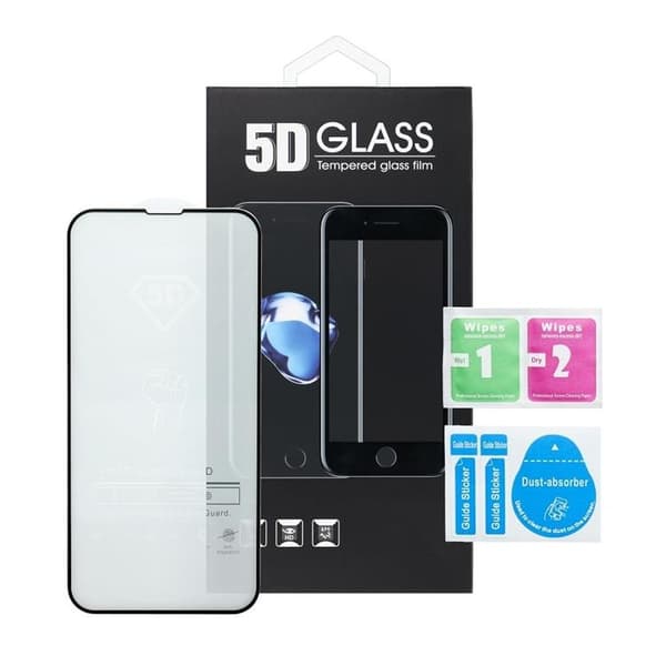 iPhone 16 Pro Karkaistu lasinen näytönsuoja 5D Full Glue - Musta