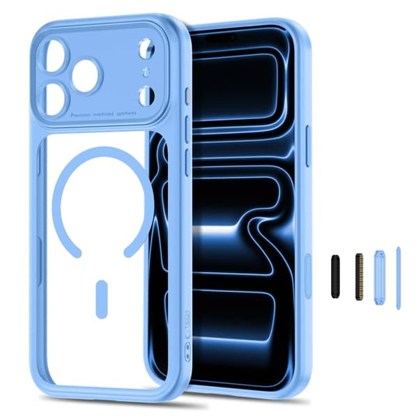 Tech-Protect Mobilcover Til iPhone 18 Pro/17 Pro Magsafe Magpeak - Lyseblå/Klar