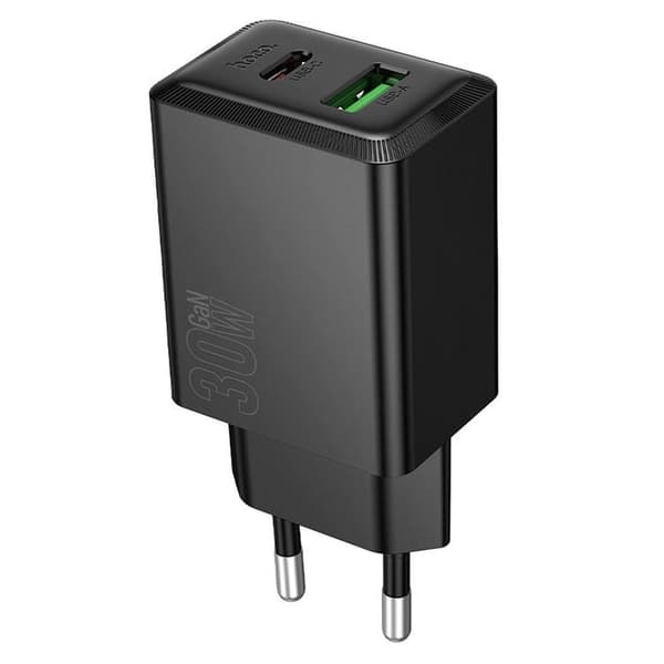Hoco Hurtigoplader PD 30W USB-A USB-C QC3.0 AFC 3A N71 - Sort
