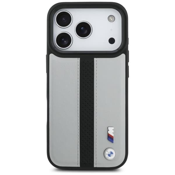 BMW telefontaske til iPhone 17 Pro MagSafe M perforeret stribe logo - grå