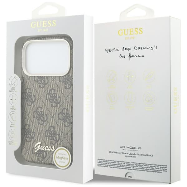 Guess  Mobilskal För iPhone 17 Pro MagSafe 4G Script - Brun