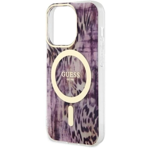 Guess Mobilcover til iPhone 14 Pro Max MagSafe Leopard - Rosa
