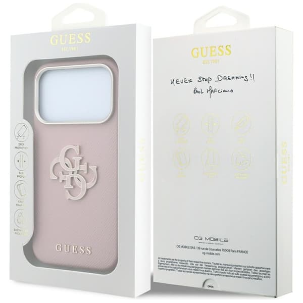 Guess Mobilskal För iPhone 18 Pro/17 Pro Grained & Big Resin Logo