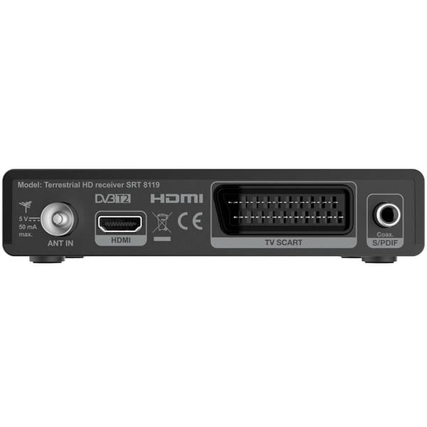 STÆRK TV-boks DVB-T2 jordbaseret FTA SRT8119 - Sort