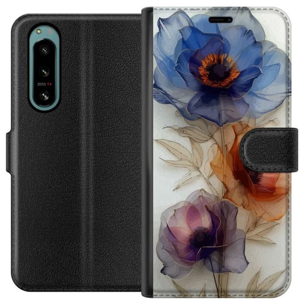 Plånboksfodral till Sony Xperia 5 IV med Silkesblommor