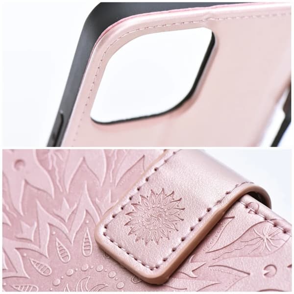 iPhone 16e Plånboksfodral Mezzo - Mandala Rosa Guld