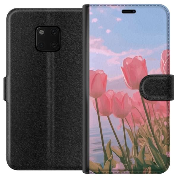 Pung Taske til Huawei Mate 20 Pro med Lyserøde Tulipaner