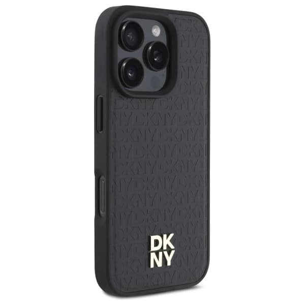 DKNY Matkapuhelimen kuori iPhone 16 Pro MagSafe Repeat Pattern Stack Logo - Musta