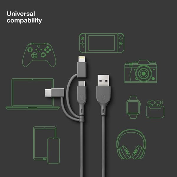 GP Kabel USB-A Till USB-C 3-I-1 Micro-USB + Lightning CY1N 1m
