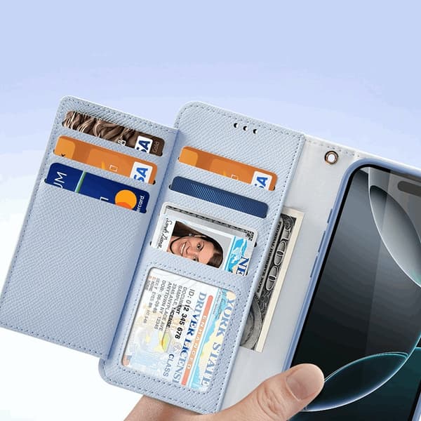 Dux Ducis iPhone 16 Pro Max Plånboksfodral Lawa Läder - Blå