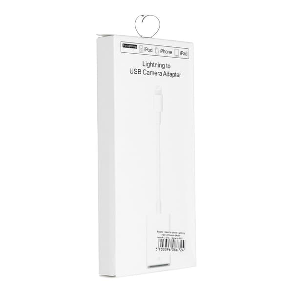 Adapter OTG til USB-A - iPhone Lightning 8-pin hvid