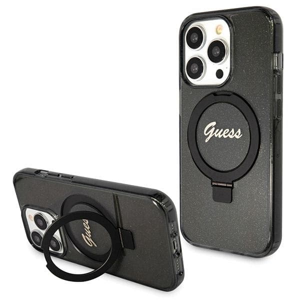 Guess telefontaske til iPhone 13 Pro/13 MagSafe Ringstativ Script Glitter