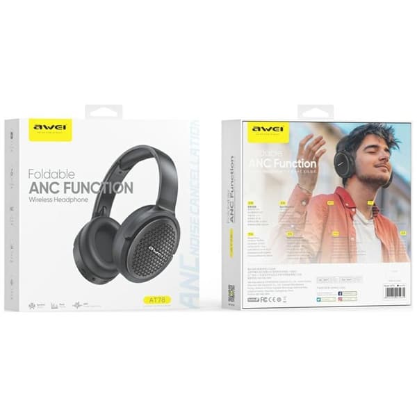 Awei Over-Ear Trådløse Høretelefoner Bluetooth ANC AT78 - Sort