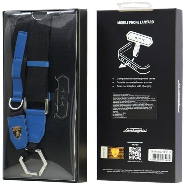 Lamborghini Crossbody Mobilrem Webbing Strap - Blå