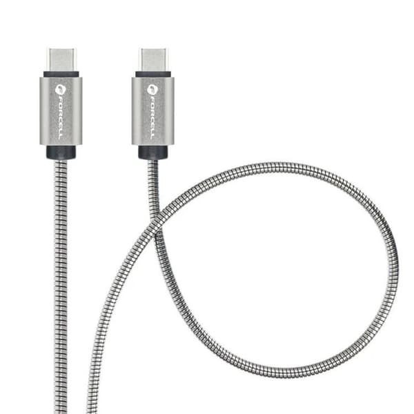 Forcell USB-C til USB-C 100W 5A Kabel 2m PD QC C239 Sølv