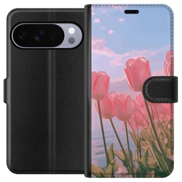 Pung Taske til Google Pixel 10 Pro med Lyserøde Tulipaner