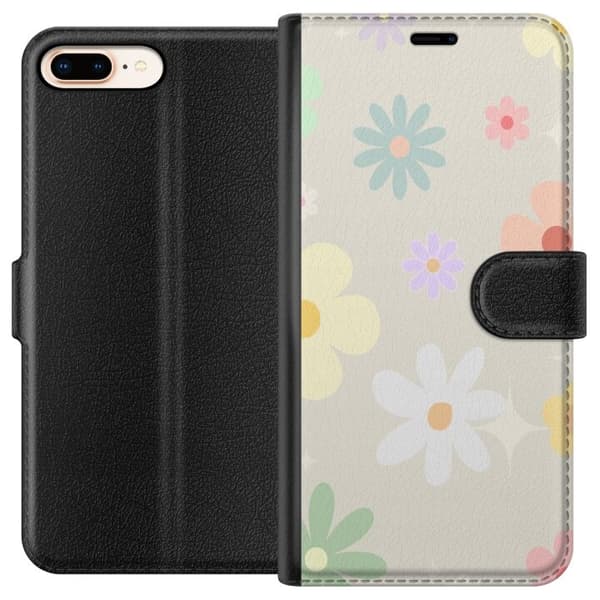 Plånboksfodral till Apple iPhone 8 Plus med fejdande blommor