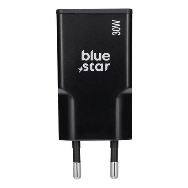 Blue Star Hurtigoplader PD 30W 2xUSB-C GaN QC4.0 3A - Sort