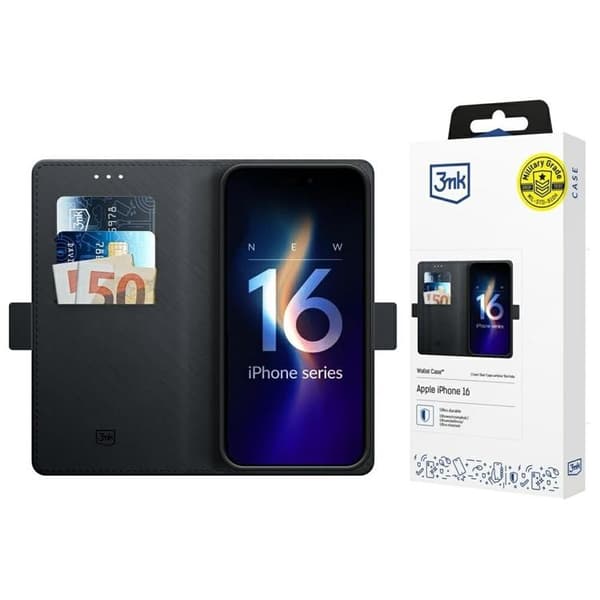 3MK iPhone 17 Plånboksfodal - Svart