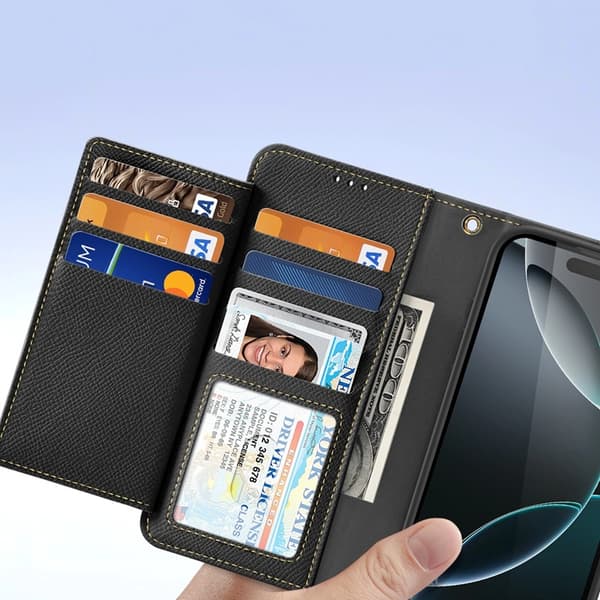 Dux Ducis iPhone 16 Pro Max Plånboksfodral Lawa Läder - Svart