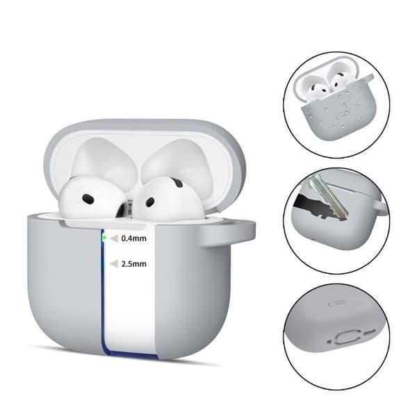 Tech-Protect Airpods 4 Skal Silikon Hook - Crayon Grå