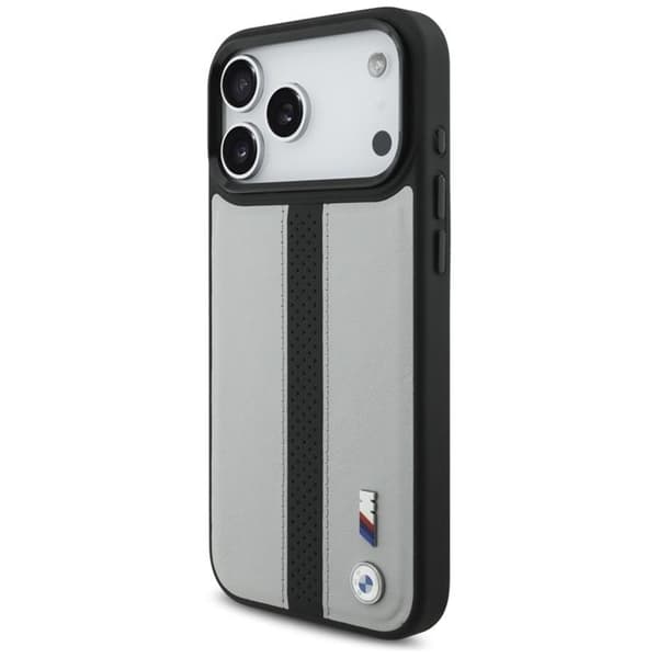 BMW telefontaske til iPhone 17 Pro Max MagSafe M perforeret stribe logo - grå