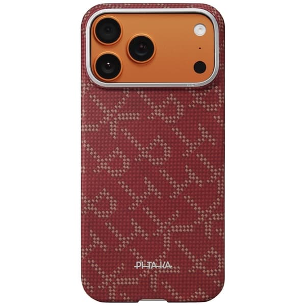 PITAKA Mobilskal För iPhone 17 Pro Max MagSafe Ultra-Slim Monogram- Guld Röd