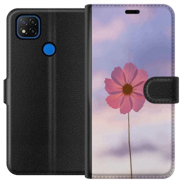Pung Taske til Xiaomi Redmi 9C med lyserød blomst