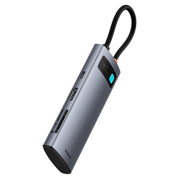 Baseus 7i1 HDMI-Hub USB-C PD 4K 60Hz USB-C 3xUSB 3.0 SD microSD - Grå