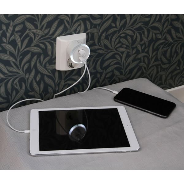 CAPIDI Sikkerhedstimer USB A+C 1-4 3.4A Hvid