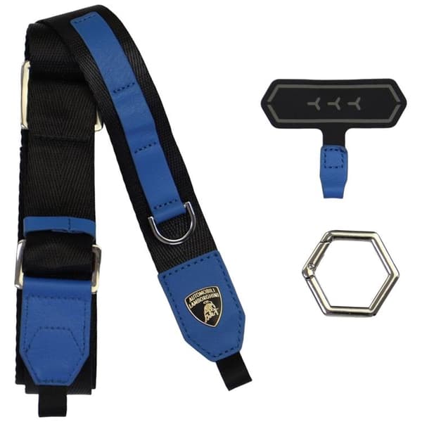 Lamborghini Crossbody Mobilrem Webbing Strap - Blå