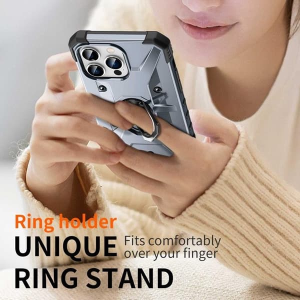 iPhone 14 Pro Max Etui Ringholder Armor - Babyblå