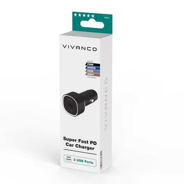 Vivanco Superhurtig 60W Billader 2xUSB-C 30W/1xUSB-A 18W