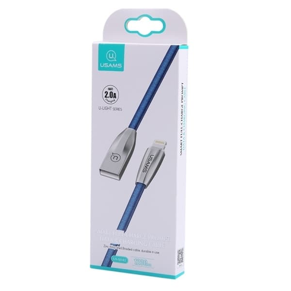 USAMS U-Light Lightning Kabel flätad 1,2 m SJ182 - Blå
