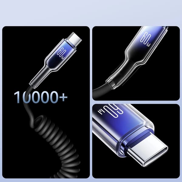 Joyroom S-A43 USB-C - USB-C Kabel 60W 1.5m Krystalklar - Sort