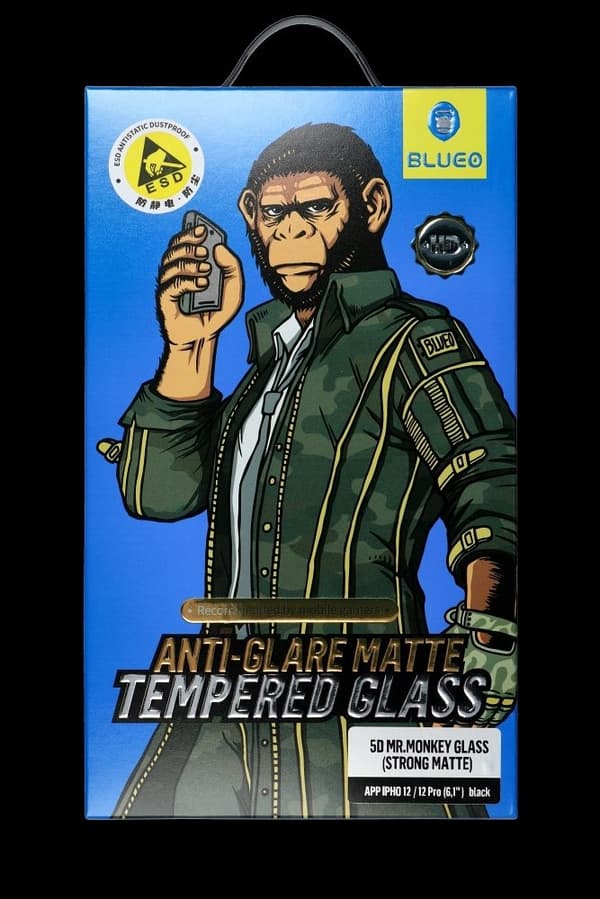 BlueO 5D Mr. Monkey Integritetsglas Apple iPhone 14 Pro svart