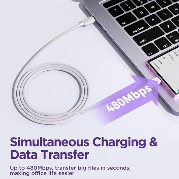 SiGN USB-C–USB-C-kaapeli 3m 100W - Valkoinen