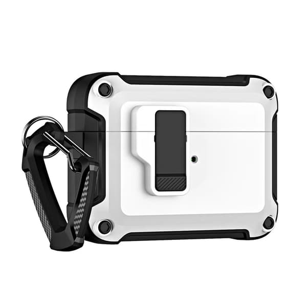 Airpods 4 Case Armor med karabinhage - Hvid