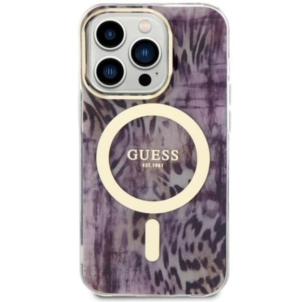 Guess Mobilcover til iPhone 14 Pro Max MagSafe Leopard - Rosa